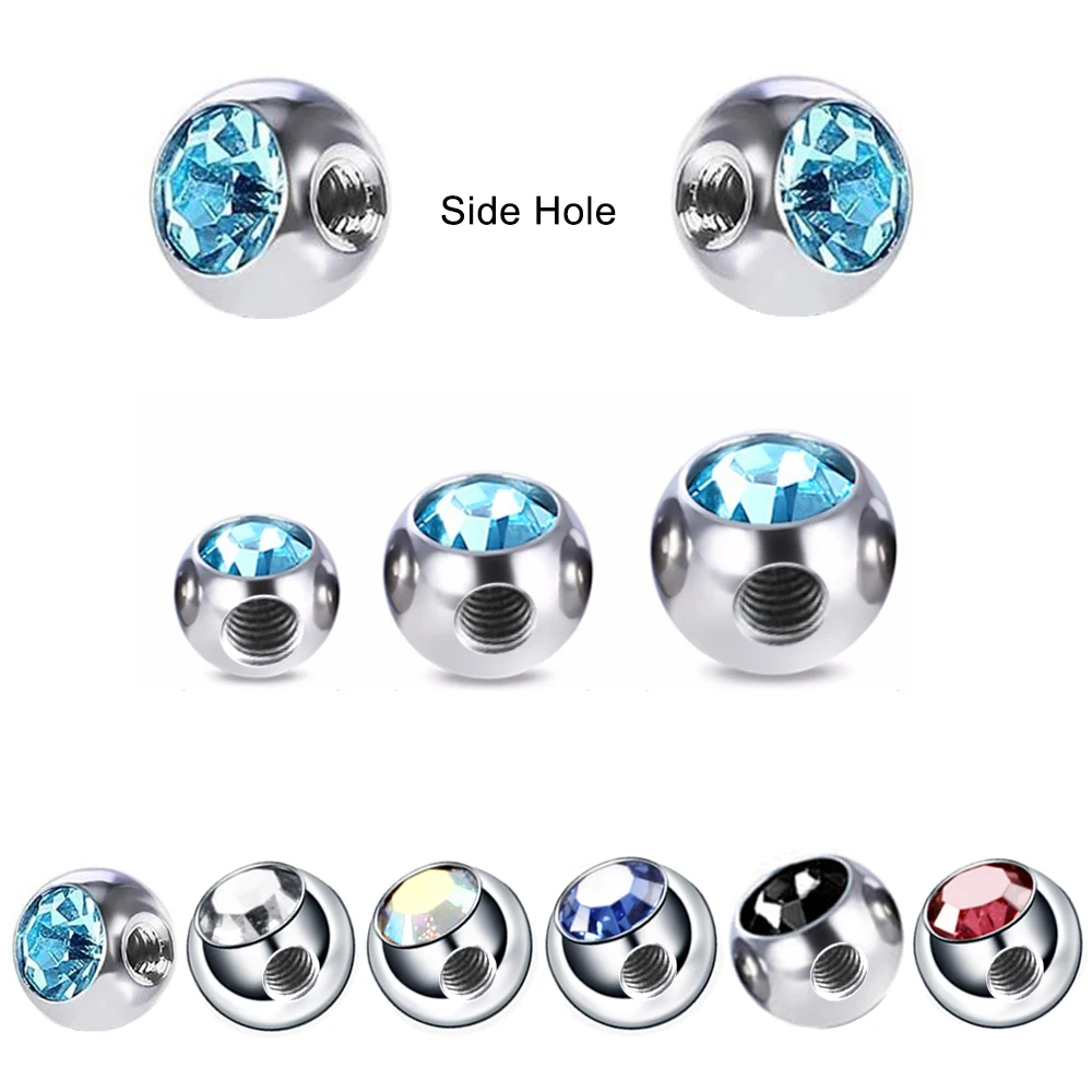 

10Pcs 16G/14G Side Hole Beads 3/4/5mm Internally Threaded Ball Body Jewelry Making Accessories Helix Piercing Tragus Spare Parts