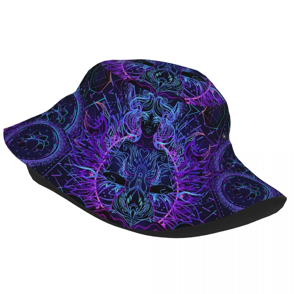 India Mandala Zen Buddha Bucket Hats Hot Summer Headwear Psychedelic Fisherman Hats for Camping Unisex Session Hat UV Protection