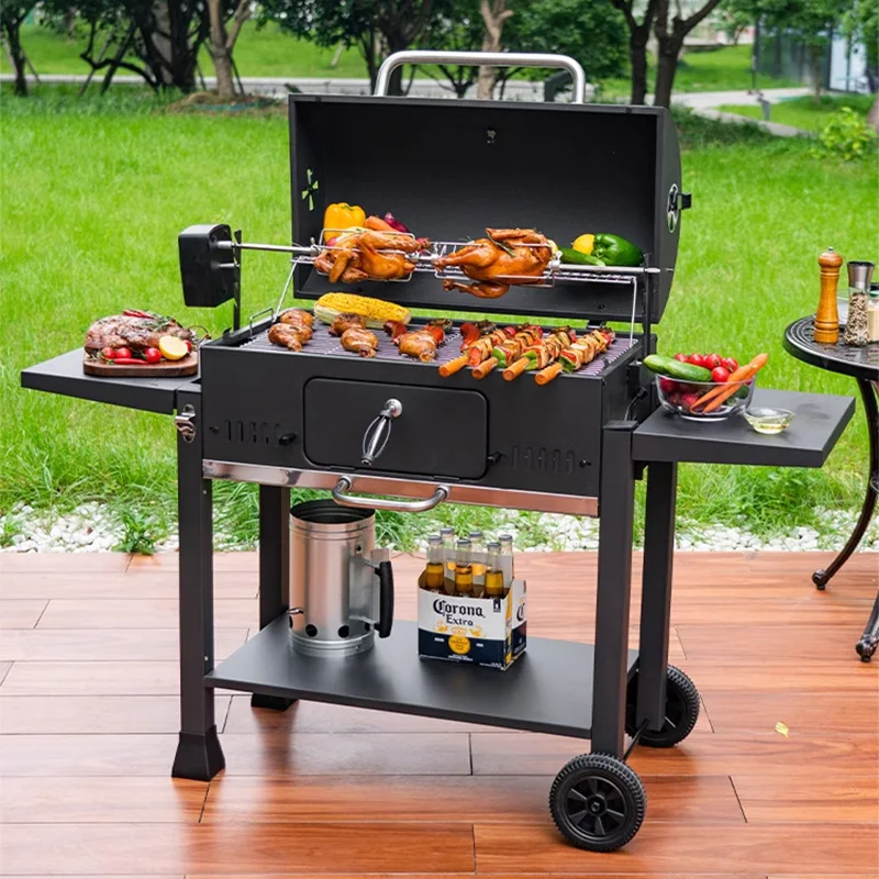 Outdoor grill Wood Pellet Grill and Smoker 68*38CM Cook Area,6 in 1 BBQ Grill 304 stainless steel Grill Net