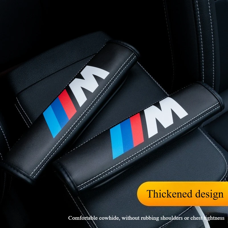 

For BMW Seat Belt Shoulder Protectors Cowhide Material Comfortable Durable No Shoulder Tightening Car Travel Safety Accessory