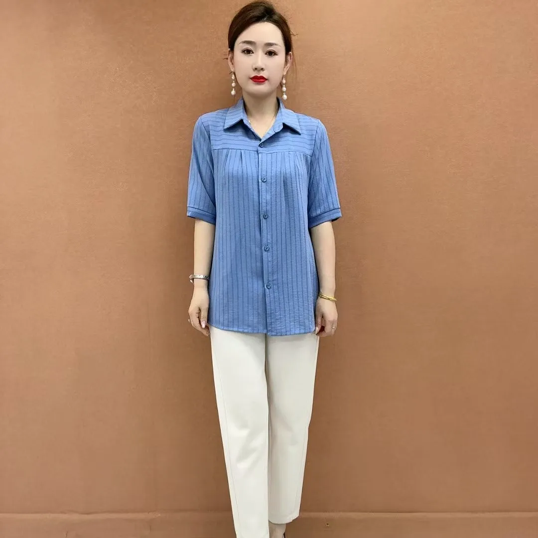 

Pink f Sve irt for Mom Summer New Sle Loose Fit UV Protection Sunscreen Clothing Middle Aged And ly Women's Fa...