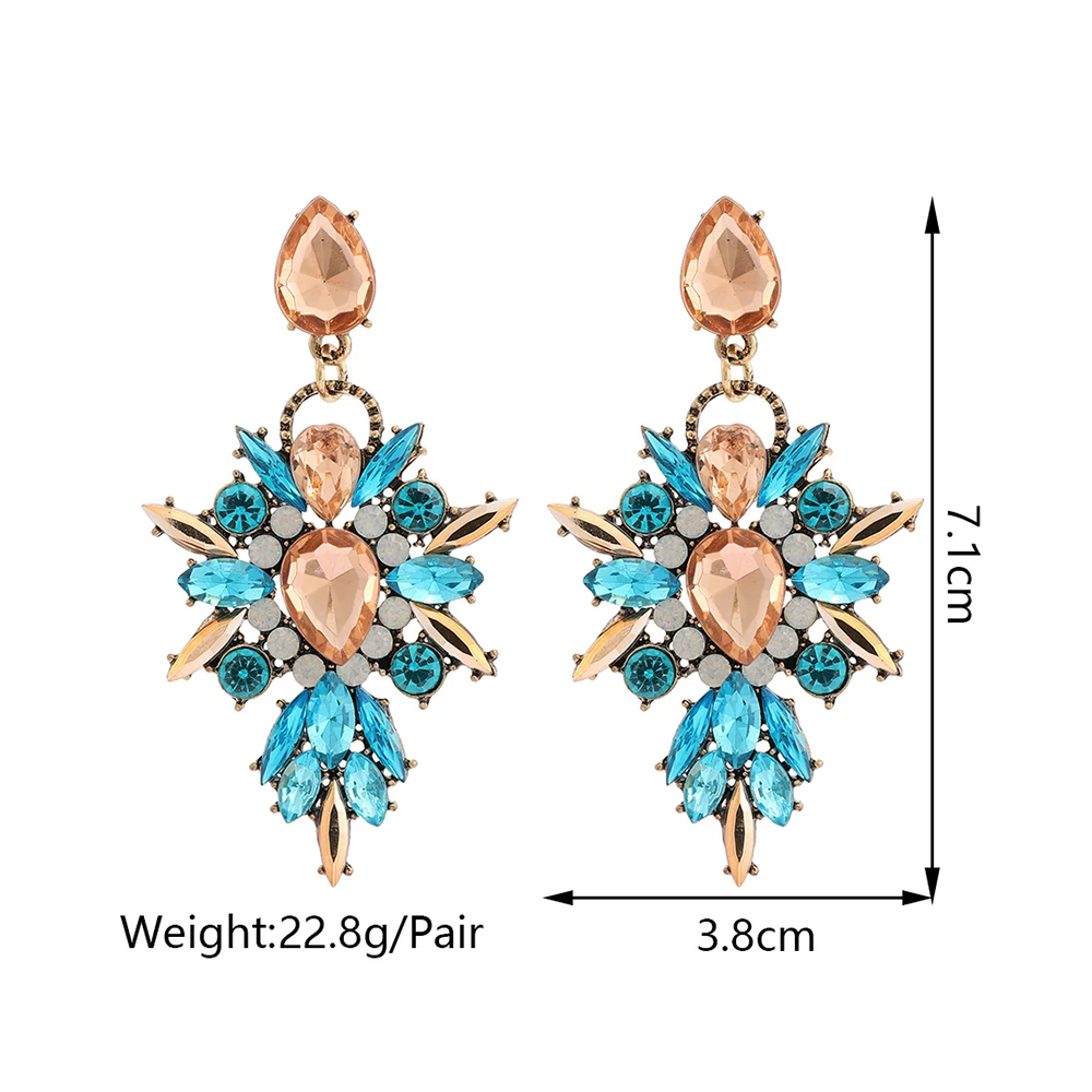 Sexy Luxury Shiny Rhinestone Decor Dangle Drop Earrings For Women Fashion Vintage Design Elegant Exquisite Jewelry Accessories