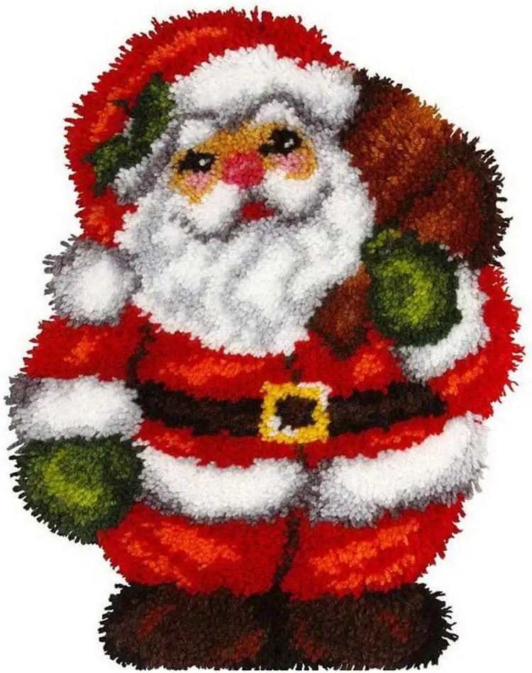 

Latch Hook Rug Kits, 3D Printed Canvas Christmas Santa Decor Crochet Tapis Needle for Carpet for Crafts 20.4" X 15.0",Santa Clau