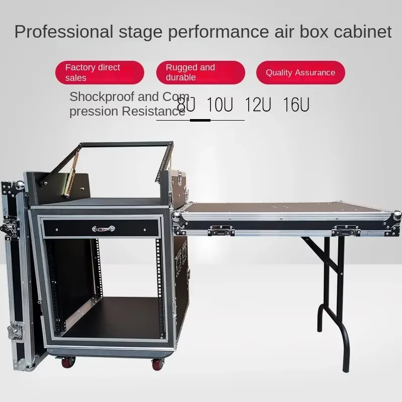 Professional Custom Aluminum 12U Four-wheel Air Box Pp Tool Case 2 Drawers Mixer Audio Amplifier Aviation Stage Equipment ODM