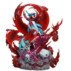 36cm Anime Pokemon Salamence Dolls Fighting Figure Statue with LED Light Action Figurine Dinosaur Desktop Decoration Model Gifts