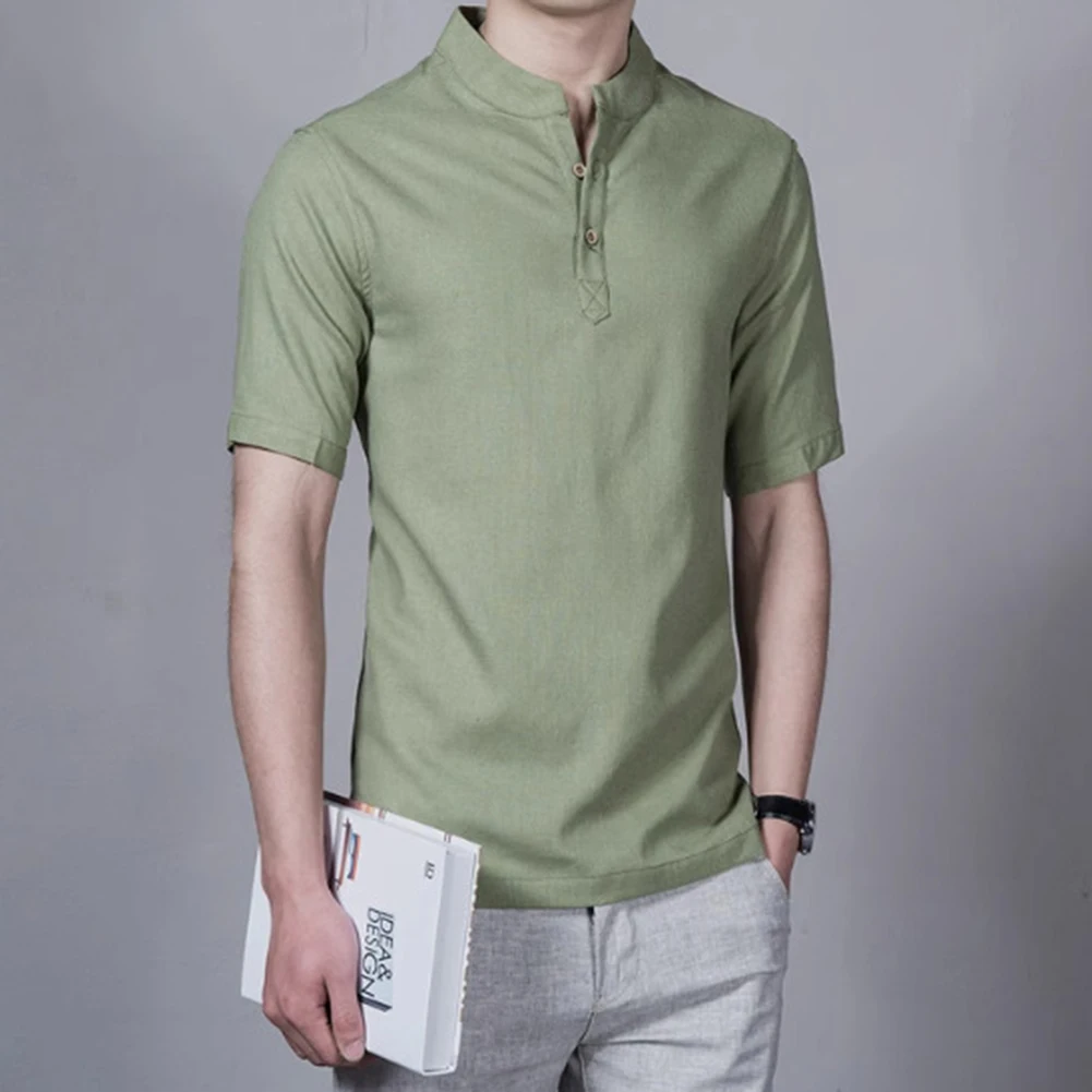 

Casual Fashion Tops For Men Fashion Top Stand Collar Shirt Holiday Outfit Laid Flat Measurement Men's Fashion T-Shirt