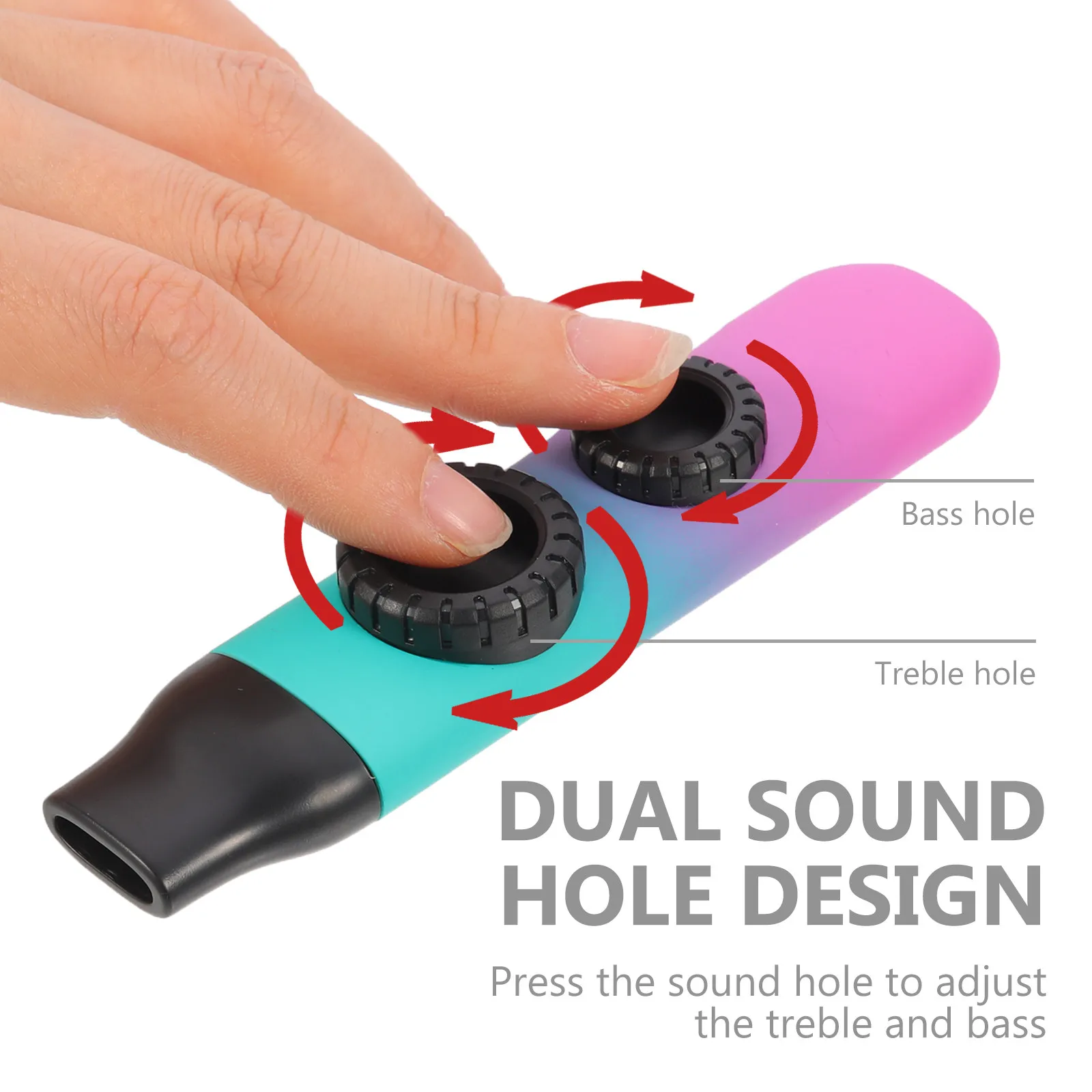 1Set Dual Hole Kazoo Portable Adjustable Tone Kazoo for Kids Musical Instrument Guitar Ukulele Partner with Replacable Flute view 2