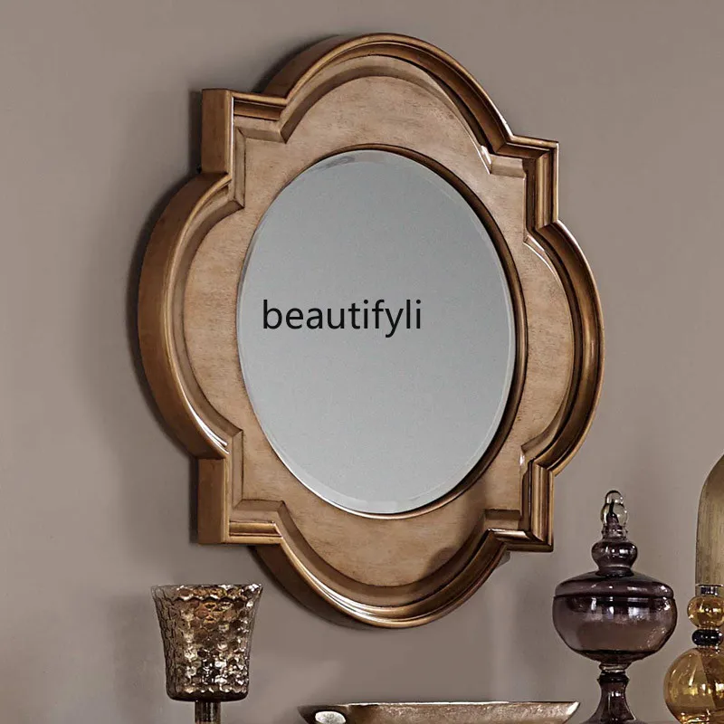 

American makeup mirror wall hanging bathroom special-shaped hanging mirror wall retro decorative mirror