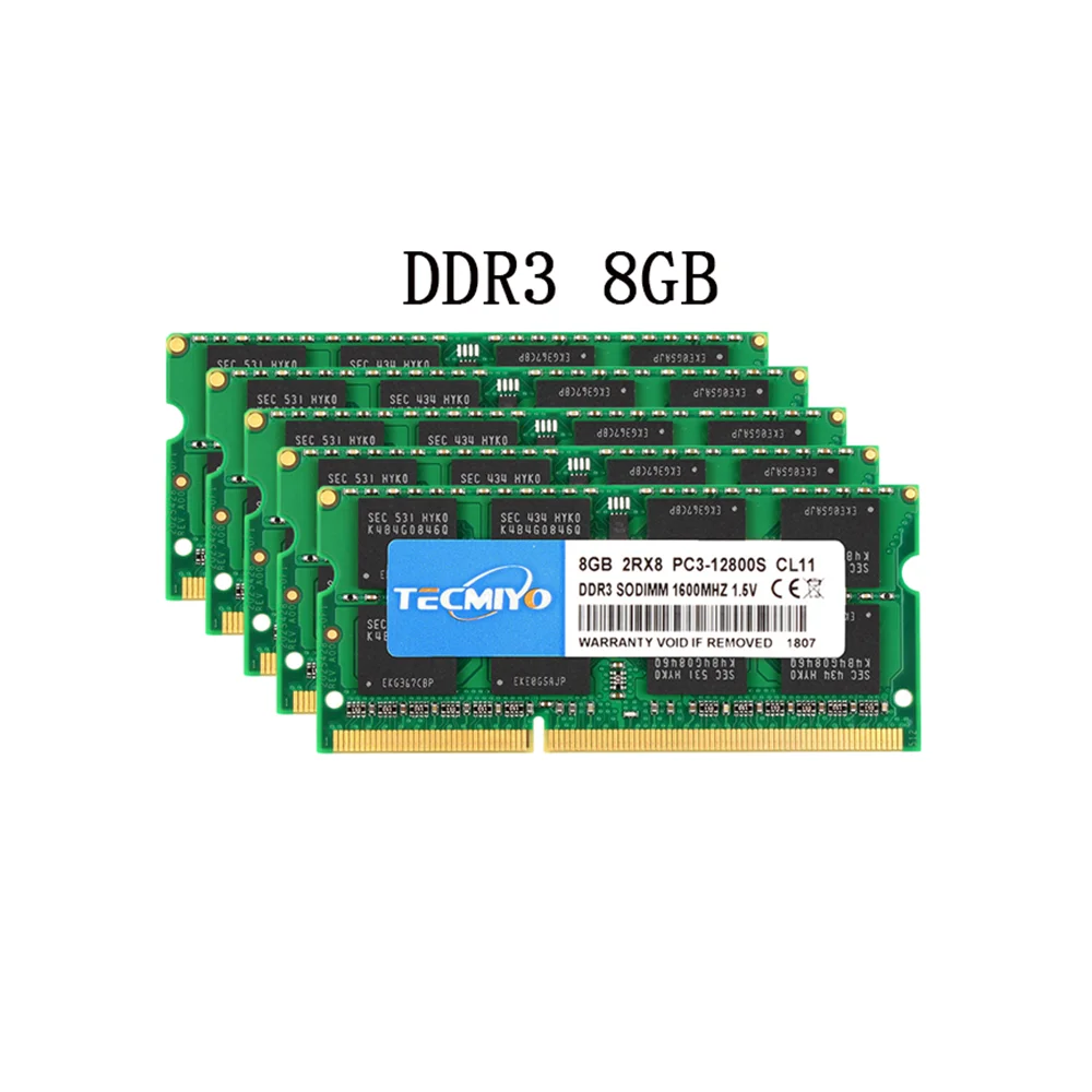 DDR3 DDR3L 8GB 1600MHz Laptop RAM SODIMM Memory 204Pin 1.35V 1.5V PC3/PC3L-12800S PC3-10600S 2RX8 Dual Rank for Notebook -Green