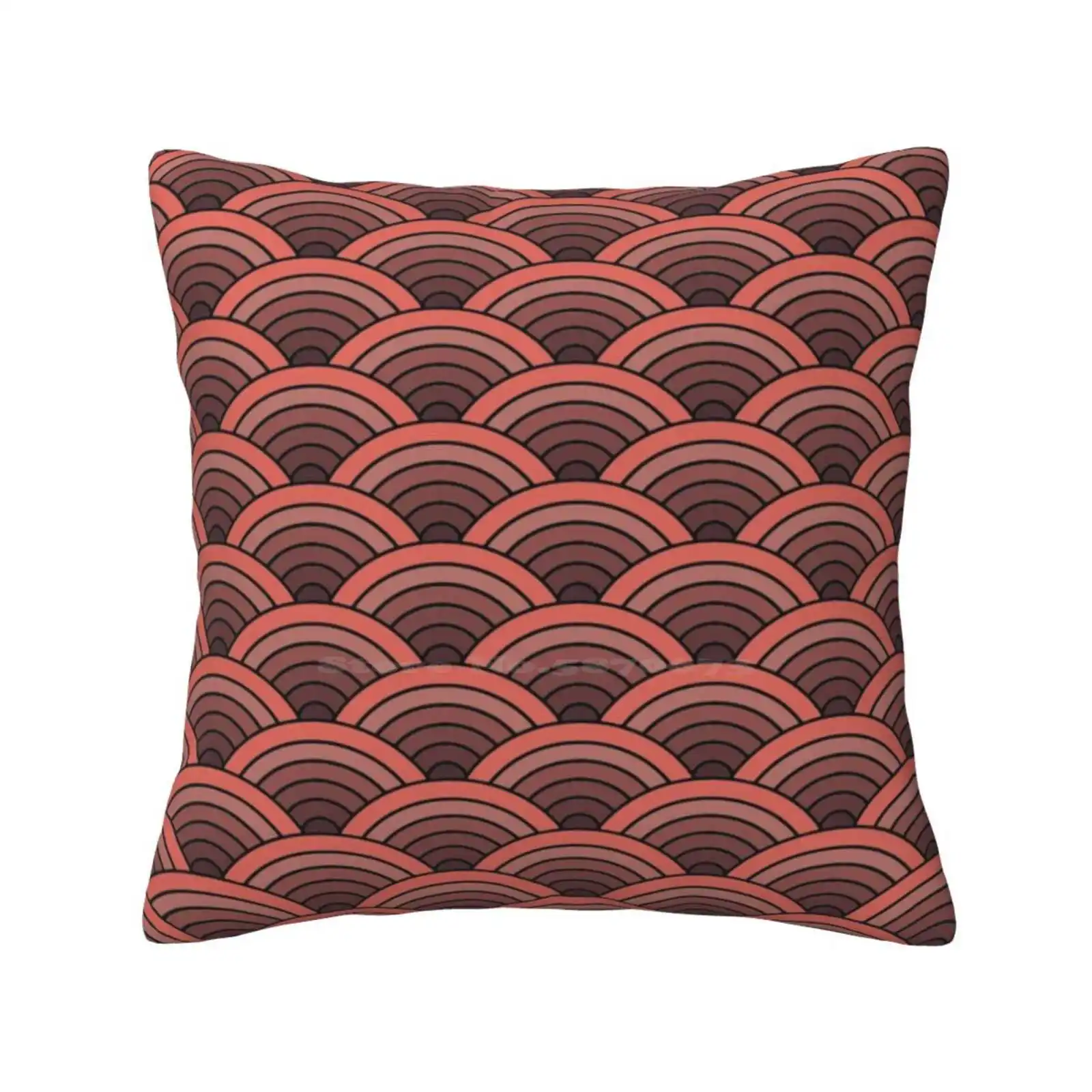 Red Traditional Seigaiha Japanese Pattern Wagara Bedroom Office Hug Pillowcase Seigaiha Japanese Pattern Wagara Traditional