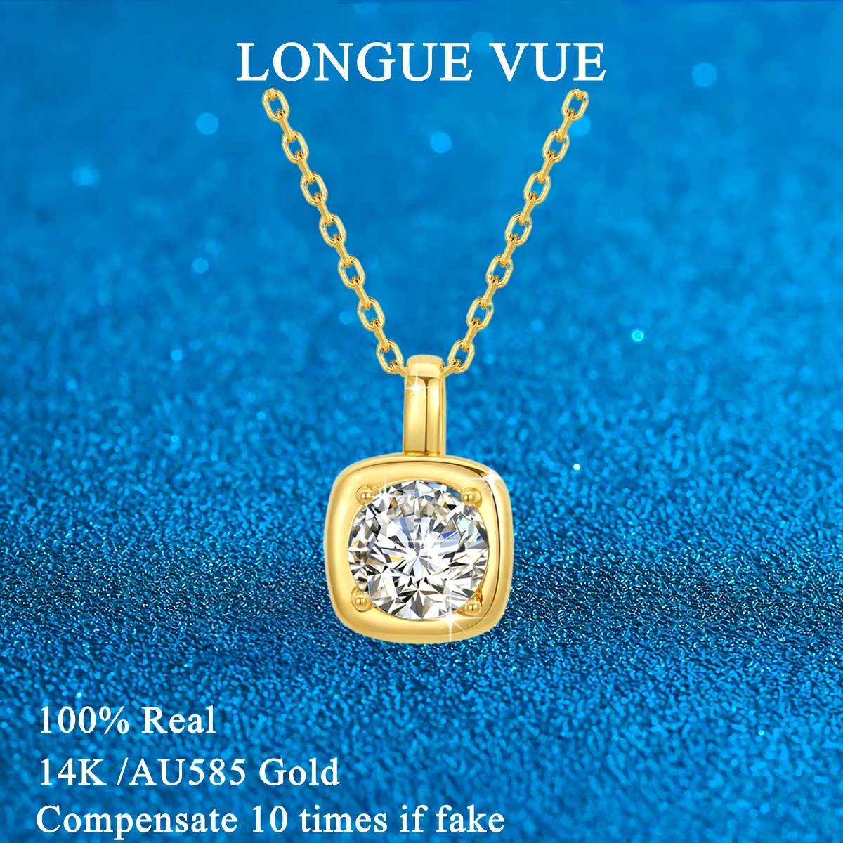 

100% Real 14K Gold Moissanite Diamond Necklace Pendant Au585 Solitaire Choker 4-Prong Setting Engagement Wedding Fine Jewelry