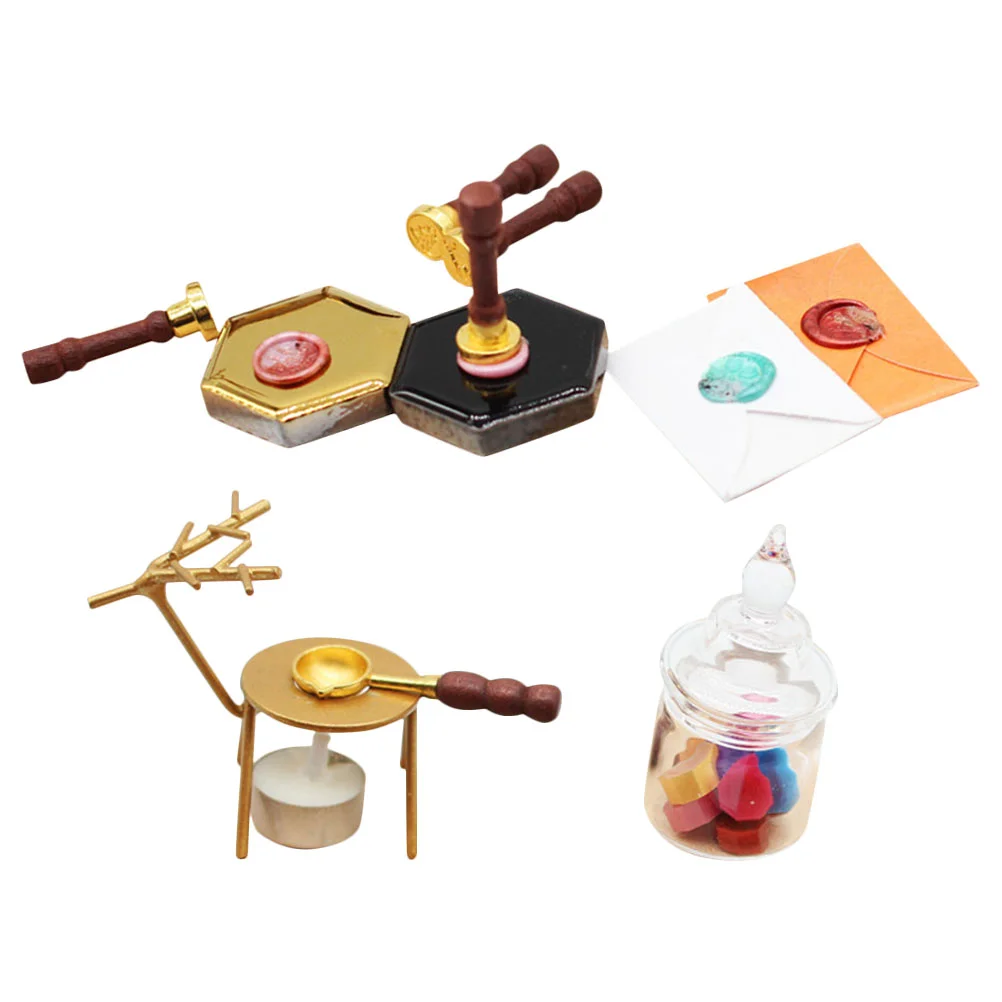 Bathtub Toy with Rotatable Mini Seal Fire Paint Decoration Simulated Wax Model Set Tiny House Accessory