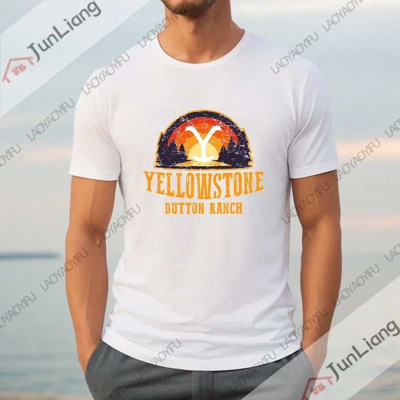 イエローストーン紳士服テレビ番組半袖 Tシャツ紳士服ストリートおかしい Y2k 綿 100% Tシャツギフト