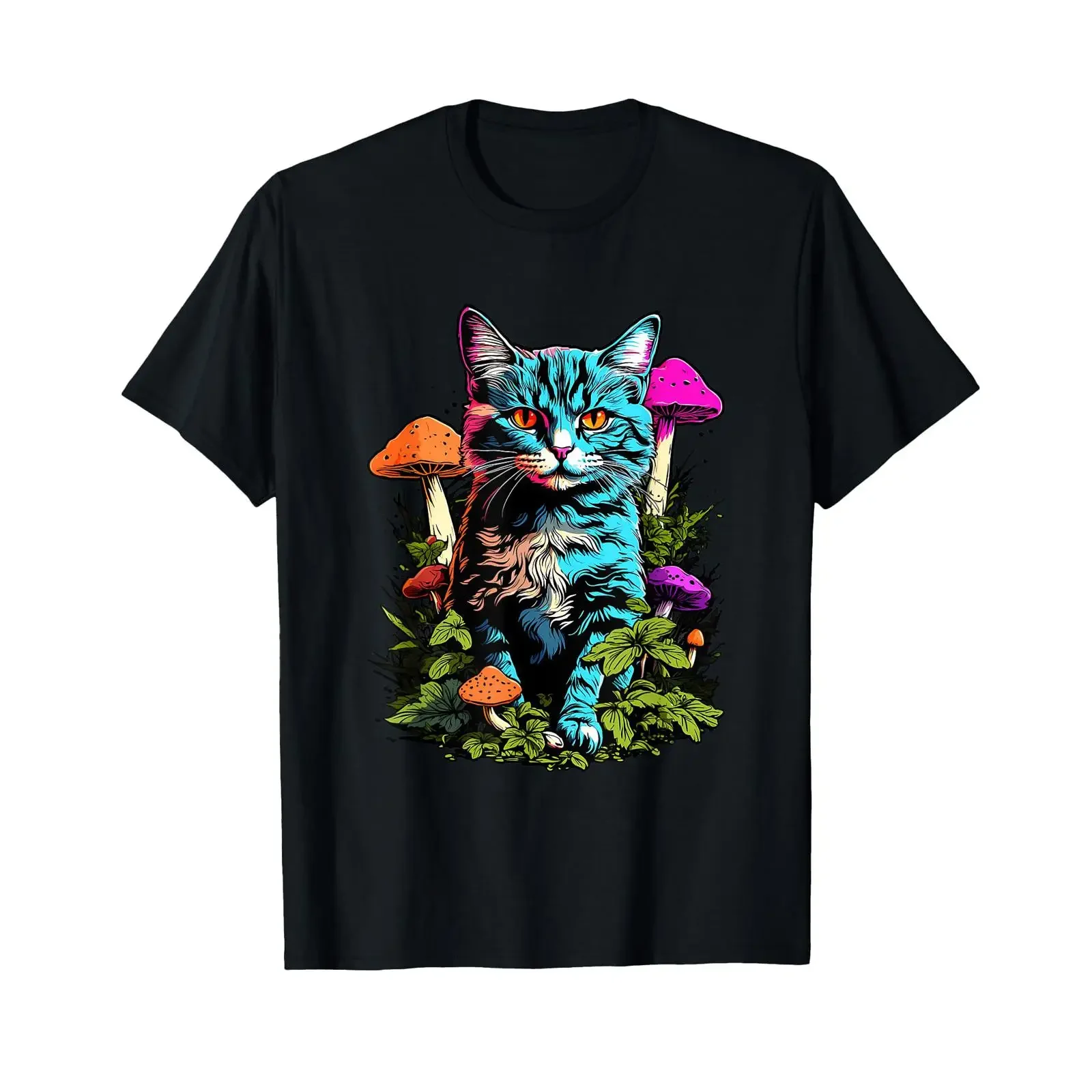 Cat Rave Cats Colourful Abstract Goa Trance Music T Shirt vintage Washed Top For Everyday Wear graphic Stylish Stretched Soft