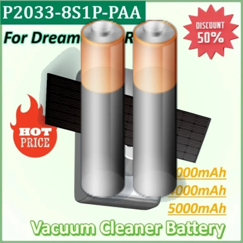 

P2033-8S1P-PAA 29.6V 5000mAh Vacuum Cleaner Battery for Dreame T30 R20 Cordless Rechargeable Removable Cordless Extra Battery