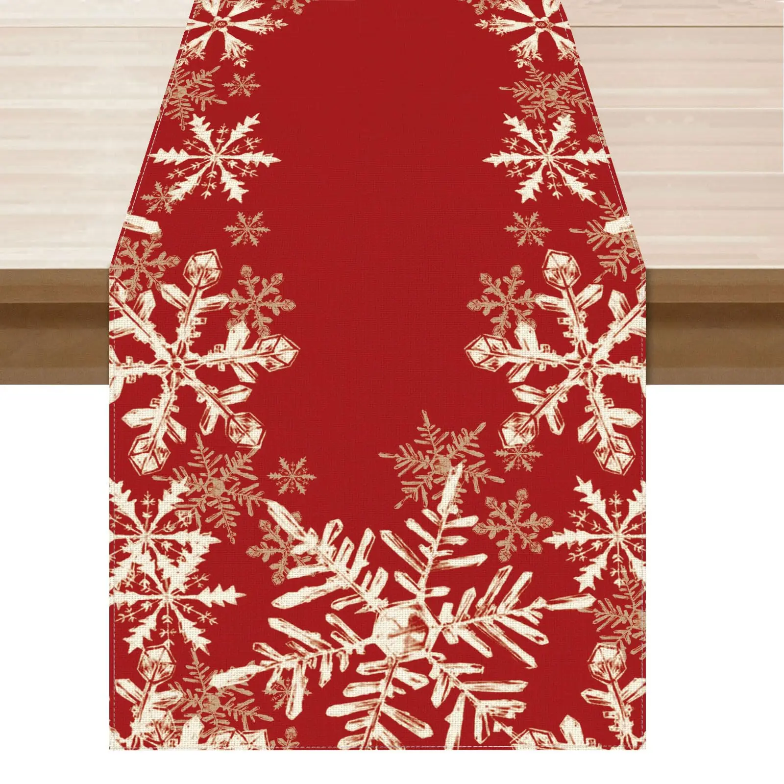 

Red Snowflakes Winter Christmas Xmas Table Runner Table Decoration for Home Kitchen Dining Holiday Decor