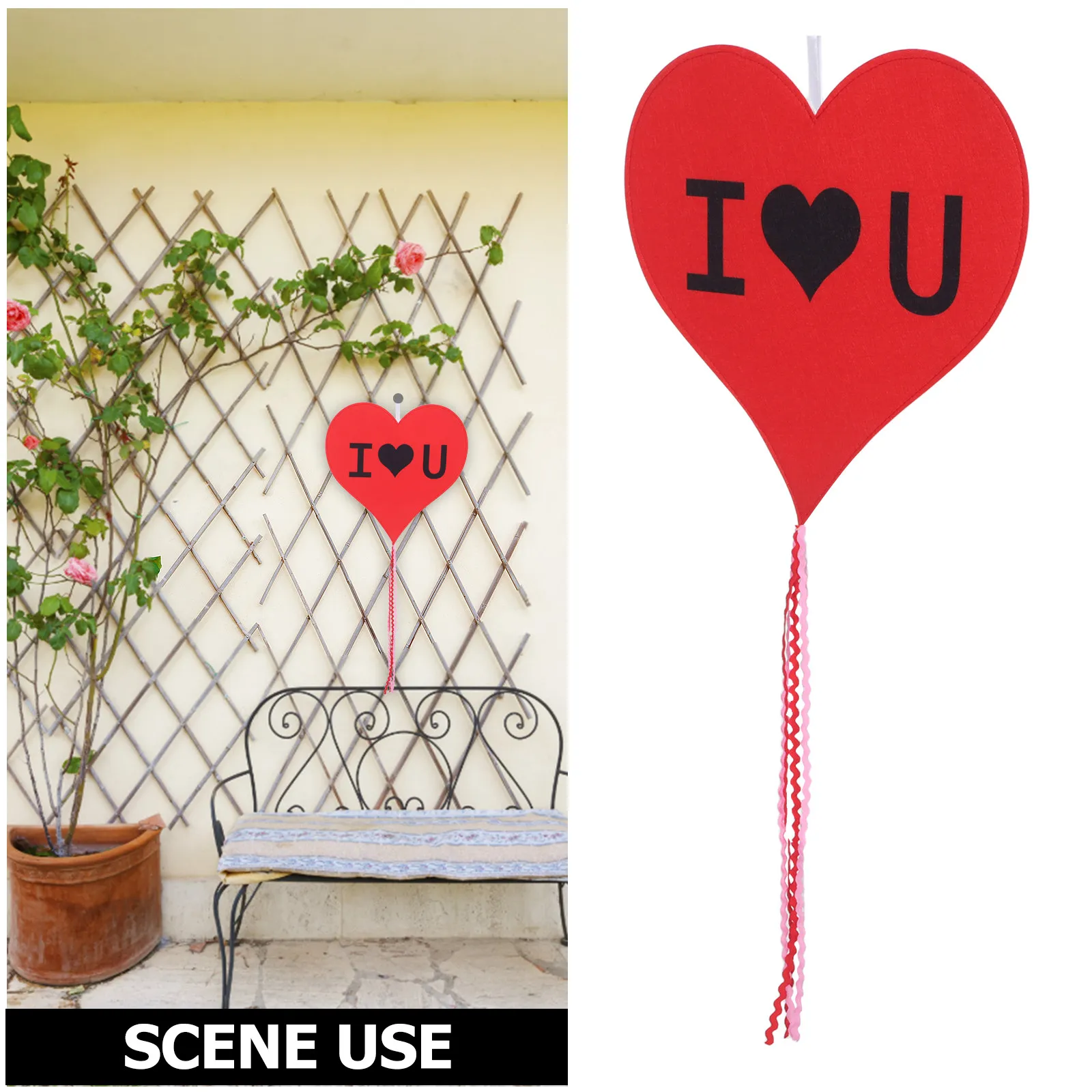 Valentines Day Heart Shape Garden Flag Tassel I Love U Red Double Sided Printed Yard Flag Outdoor Party Spring Courtyard Decor