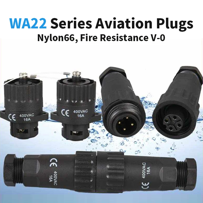 WEIPU WA22 Curved Aviation Plug Socket Waterproof IP67 TE ZE TL TK G1 G2 Gold-plated 4Pin Screw Wiring 7 Pin Solder Connector