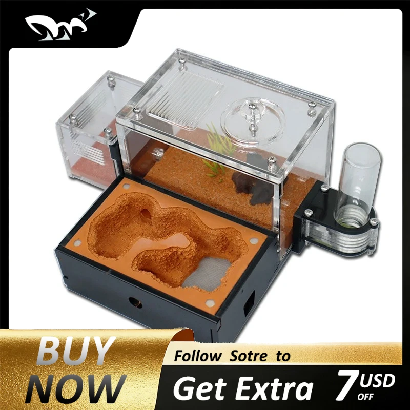 

Желтая ґрунтовая ферма муравьев с внешней водяной башней и зонами для мусора Зона разведения королевы Меравье гнездо Антарль Замок Муравей Дом Коробка для насекомых