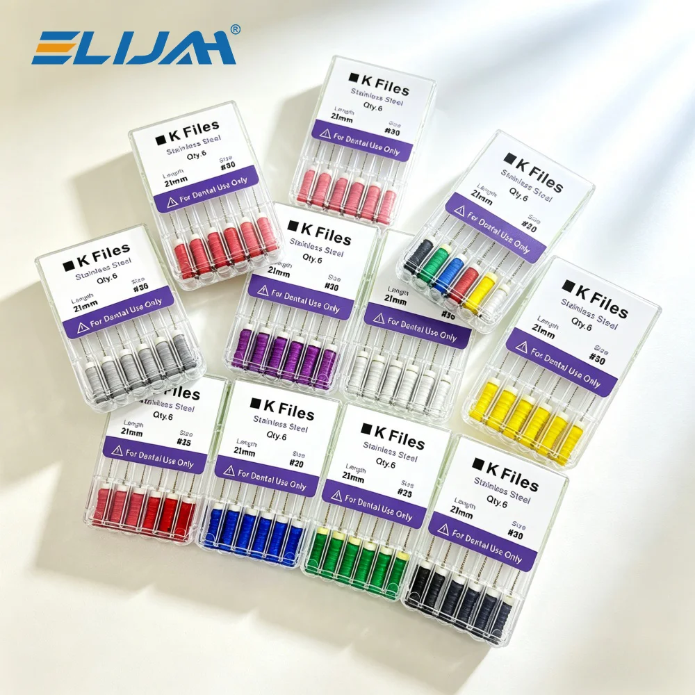 

ELIJAH 10Packs/Box Dental Hand Use K Files Stainless Steel Endodontic Instruments Dental Root Canal Files Treatment Tools