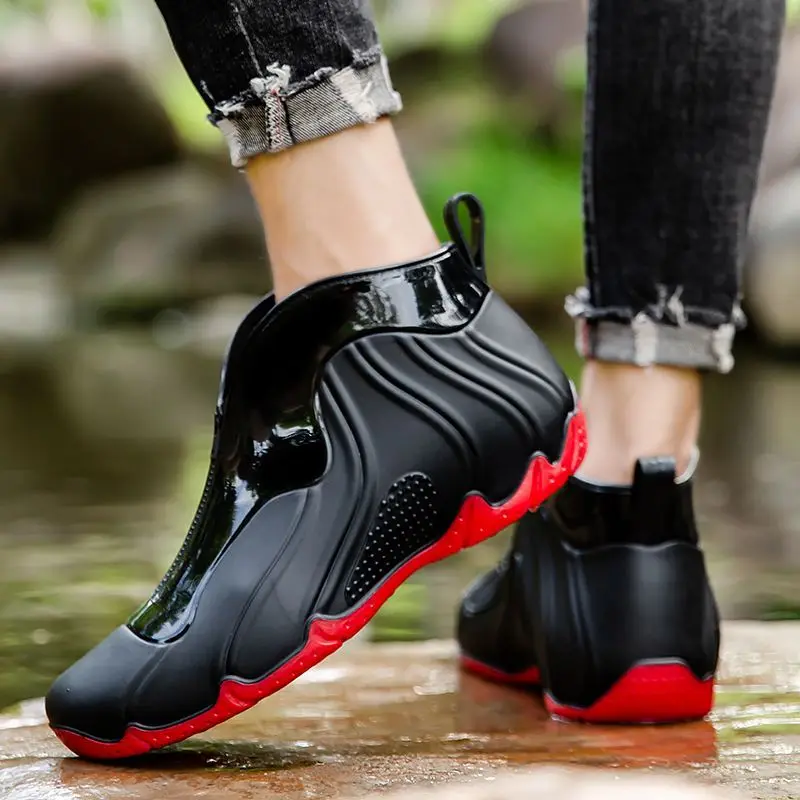 

Силиконовые ботильоны на мягкой подошве для мужчин, летняя непромокаемая мужская обувь, дизайнерские резиновые сапоги для рыбалки, оригинальные галоши, городская грязь, новинка