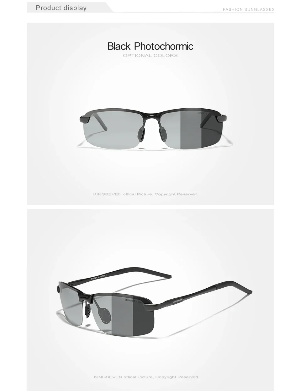 KINGSEVEN Marke Upgrade männer Aluminium Sonnenbrille Hohe Qualität Polarisierte Randlose Einfache Outdoor Sport Brillen – Detail 10