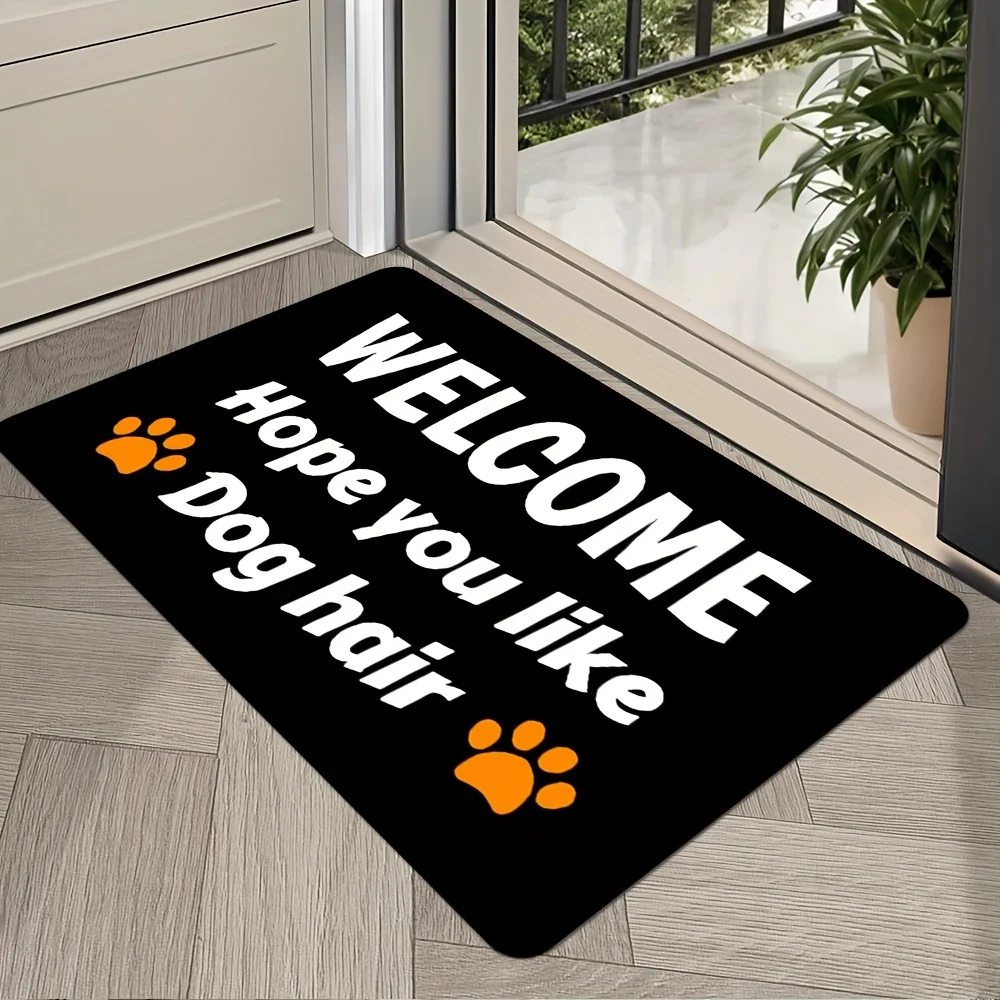 Cute Dog Paw Welcome Doormat Entryway Floor Mat Home Decor Funny Slogan Letter Pattern Stylish Front Porch Indoor Entrance Pet
