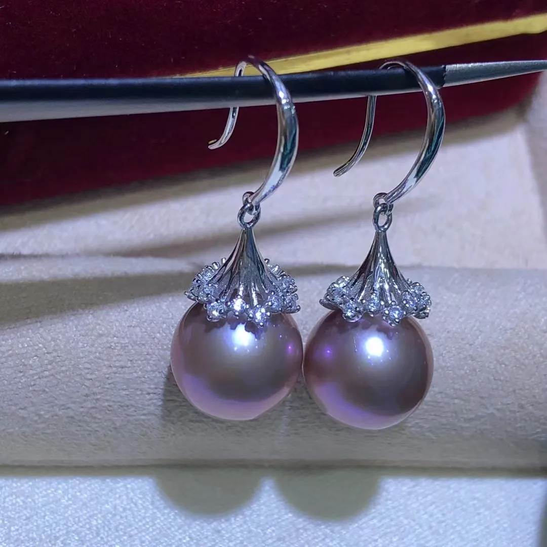 

Wholesale S925 Sterling Silver Earrings Mount Findings Settings Base Mounting Parts Accessory for 11-12mm Pearls 5 pairs/lot