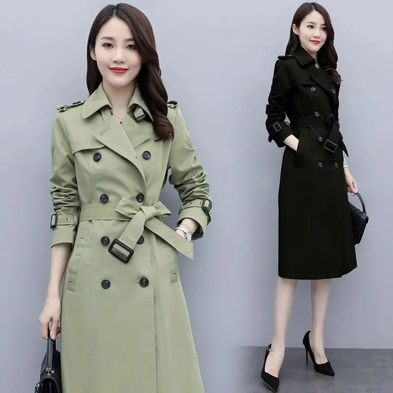 

Womens Spring Autumn Jackets Coats 2025 New Korean Elegant Lady Windbreakers Double Breasted Streetwear Trench Female Outerwear