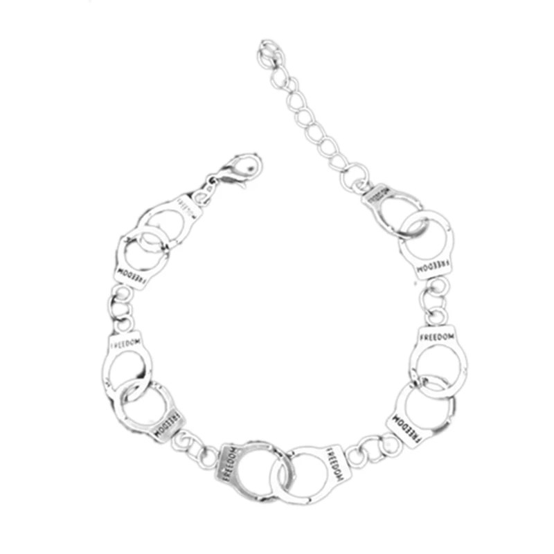 S 1Pcs New Fashion Punk Freedom Handcuffs Bracelet Lover Couple Chain Bangle Jewelry Gift