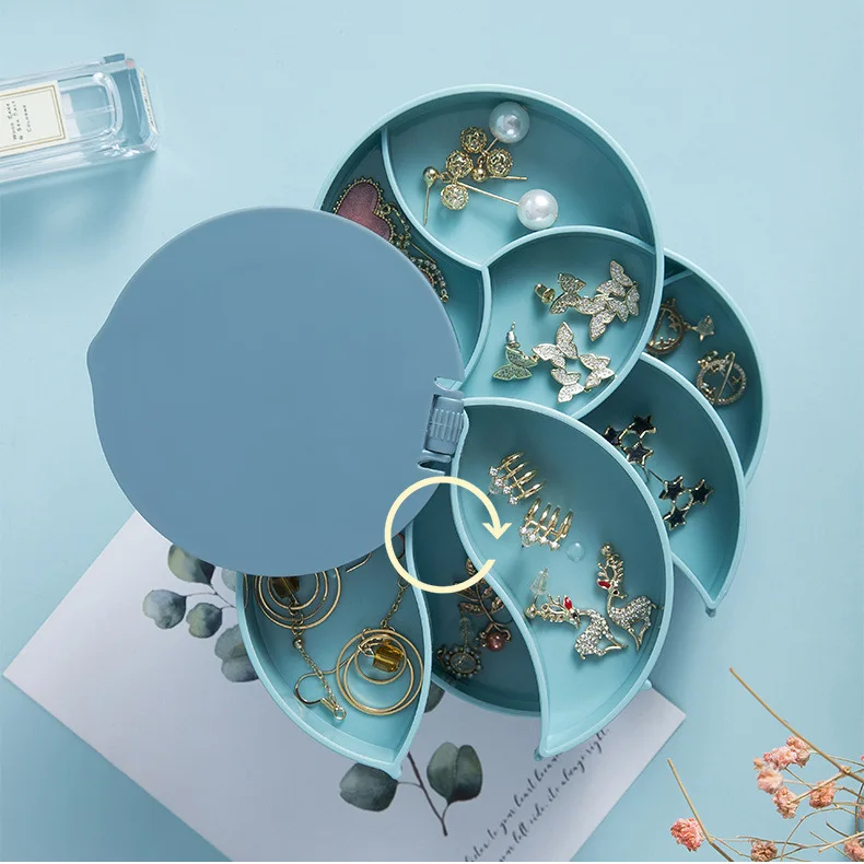 Dressing table rotating jewelry box, multi-layer jewelry storage box, palace grid jewelry box rotating exquisite gift box