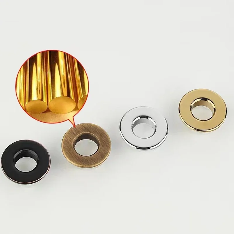Overflow Hole Decorative Cover Copper 1Pcs Sink Hole Round Overflow Cover Insert Black Basin Sink Bathroom Faucet Insert Ring image 3