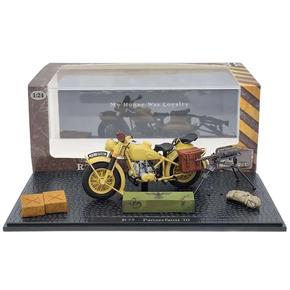 1/24 for R75 Panzerfaust 30 Motorcycle World War II 1939-1945 Yellow Diecast Model Motorbike Collection Toys Gift