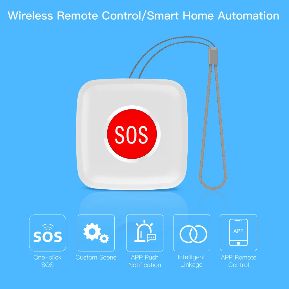 Tuya ZigBee SOS Button Sensor Alarm Elderly Children Alarm Emergency Help Switch Tuya Smart Life App Remote Control