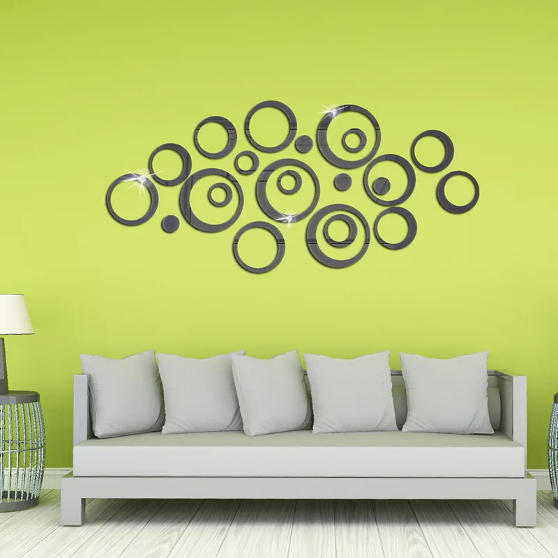 6/24PCS Acrylic Circle Mirror Wall Stickers Removable Round Dots Mirror Wall Decals DIY
