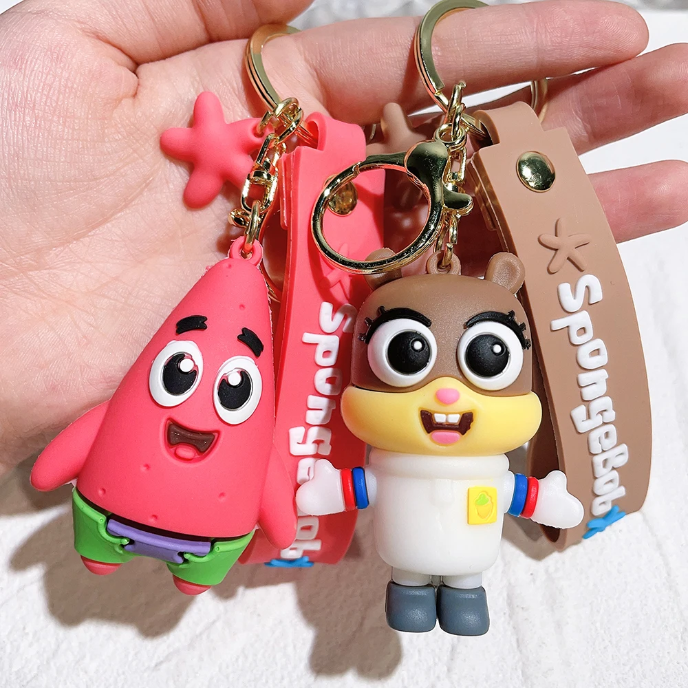 Kawaii Spongebobed Patrick Star Squidward Tentacles Krabs Boss Keychain Cartoon Cute Bag Pendant Accessories Toys for Girls Gift