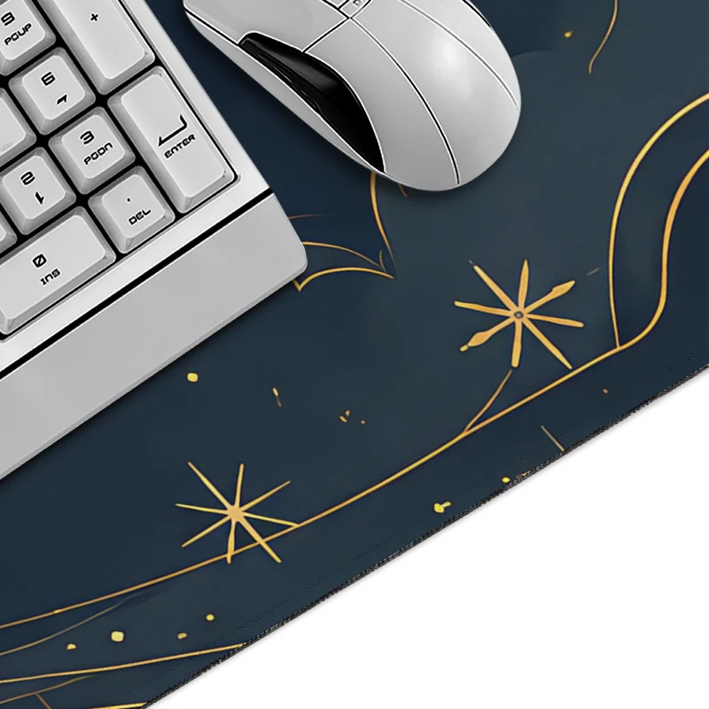 Crescent Moon Starry Cloud Sky Mouse Pad Gaming XL Custom Mousepad XXL Mechanical Keyboard Pad Non-Slip Carpet Natural Rubber