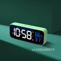 Music LED Digital Alarm Clock Voice Control Temperature Humidity Display Desktop Clocks Home Table Decoration Built-in 1200mAh