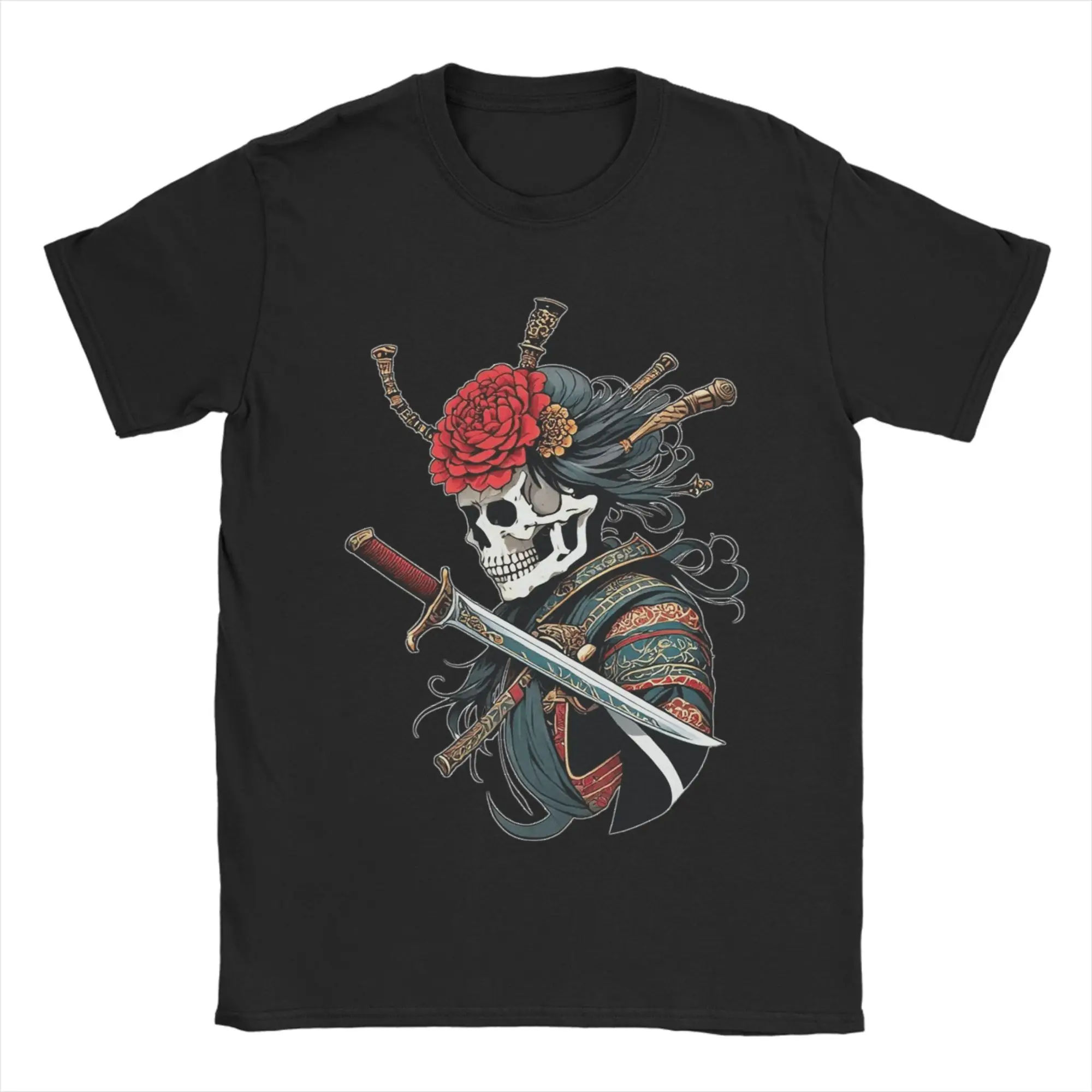 

Riot Society Sword Skull Samurai T Shirts for Men 100% Cotton Novelty T-Shirt Crew Neck Tee Shirt Short Sleeve Clothing Summer
