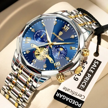 POEDAGAR Luxury Men Watch Top Original Waterproof Luminous Chronograph Man Wristwatch Stainless Steel Quartz Men's Watches Reloj 1