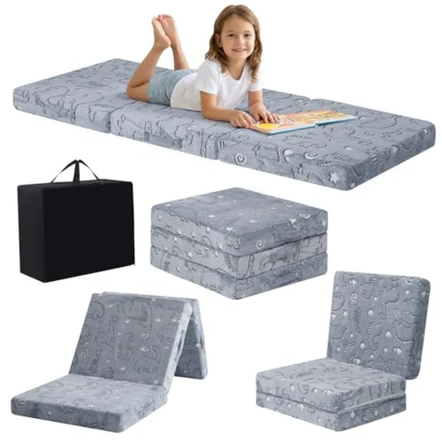 

Glow Dosaur Foldable Floor Mattress for , Trifold Nap Mat for Toddlers, Portable Daycare Sleepg Futon or Floor Bed, 63x26 ch