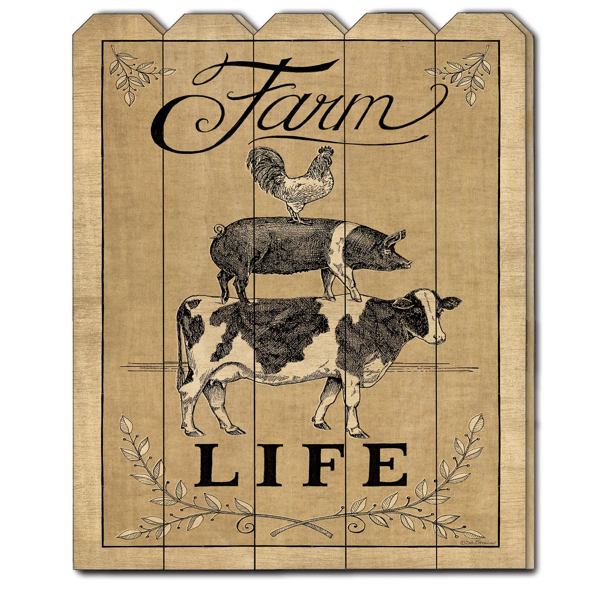 

"Farm Life" by Deb Strain, Printed Wall Art on a Wood Picket Fence