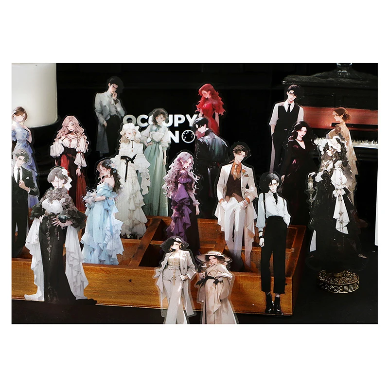 20Pcs/Pack PET Stickers Light Retro Japanese Korean Character Decorative Handbook DIY Material