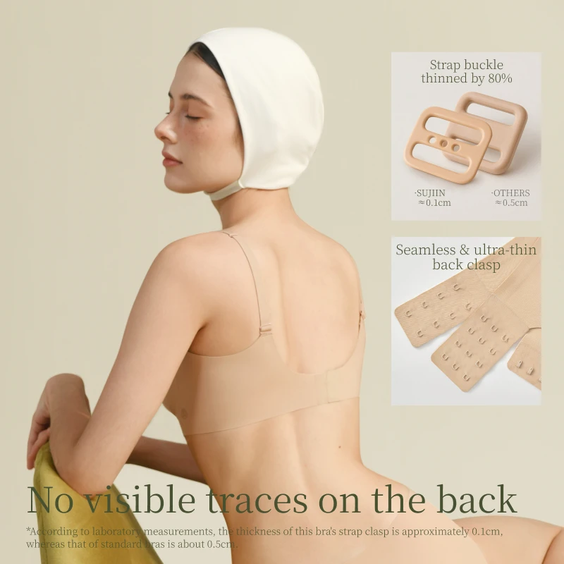 수지인 섹시 심리스 무선 브라 여성용 푸쉬업 패드 소프트 서포트 인비저블 리프트 V넥 브라... - 1