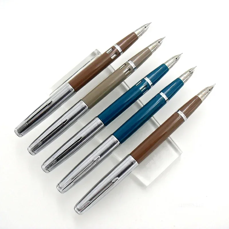 Wingsung 601A Press Piston Fountain Pen Large Iridium EF/F/Bent Nib Metal Resin Writing Stationery School Office Supplies Gifts