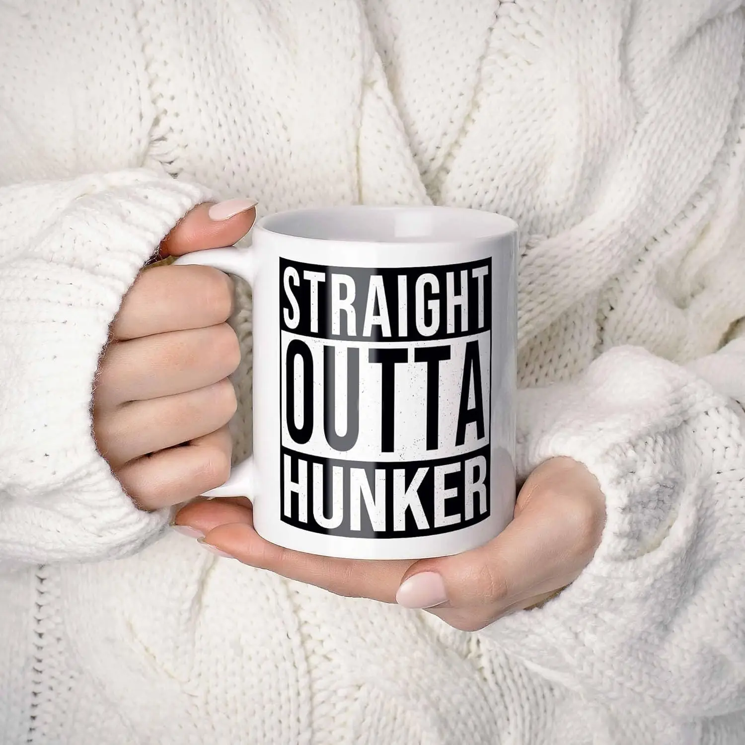 Hunker Last Name Gift. Personalized, Custom Straight Outta Surname Sign Coffee Mug. 11 Ounces., White