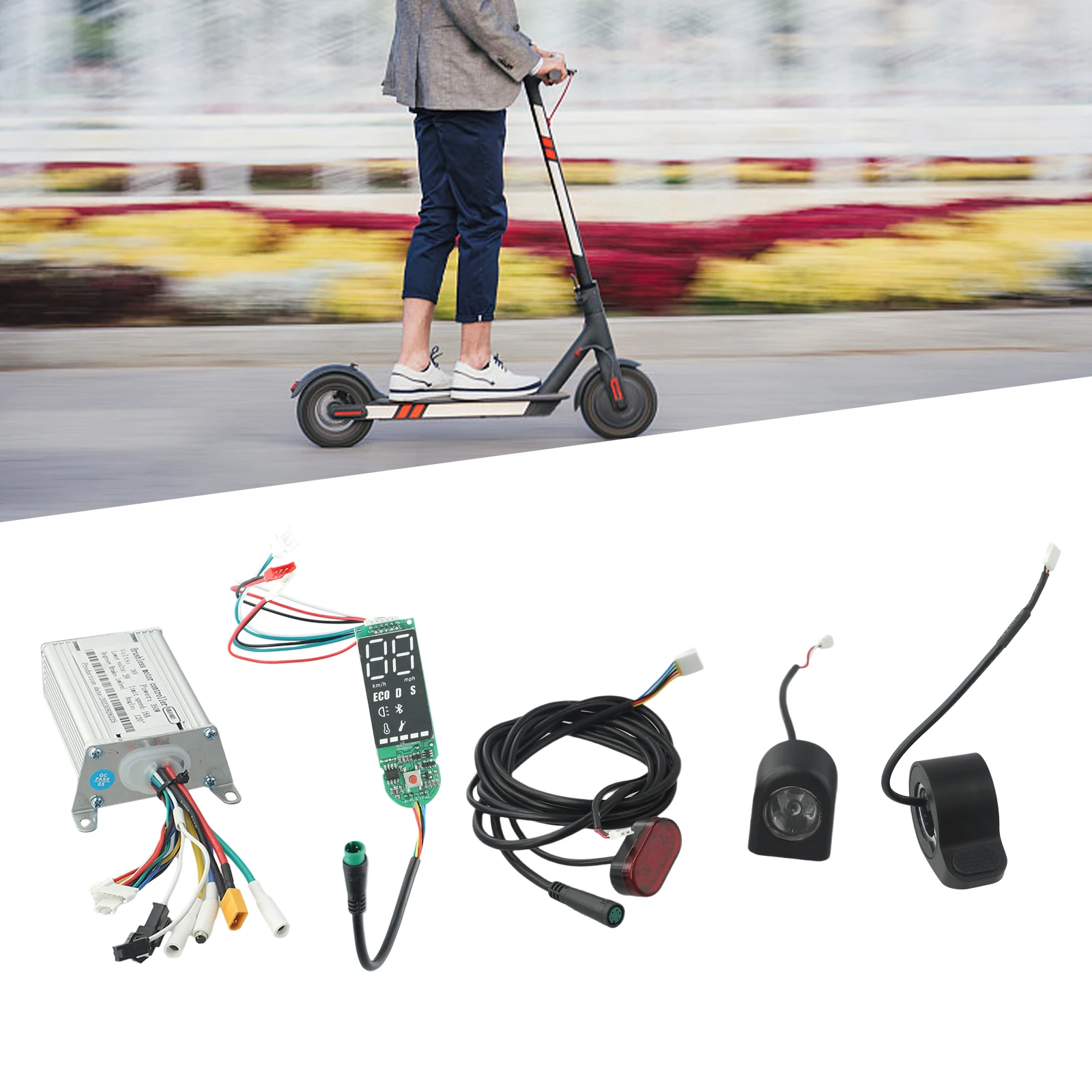 36V 350W 15A Scooter Controller Kit Dashboard Accelerator With Led Display With APP Hover Board Controller