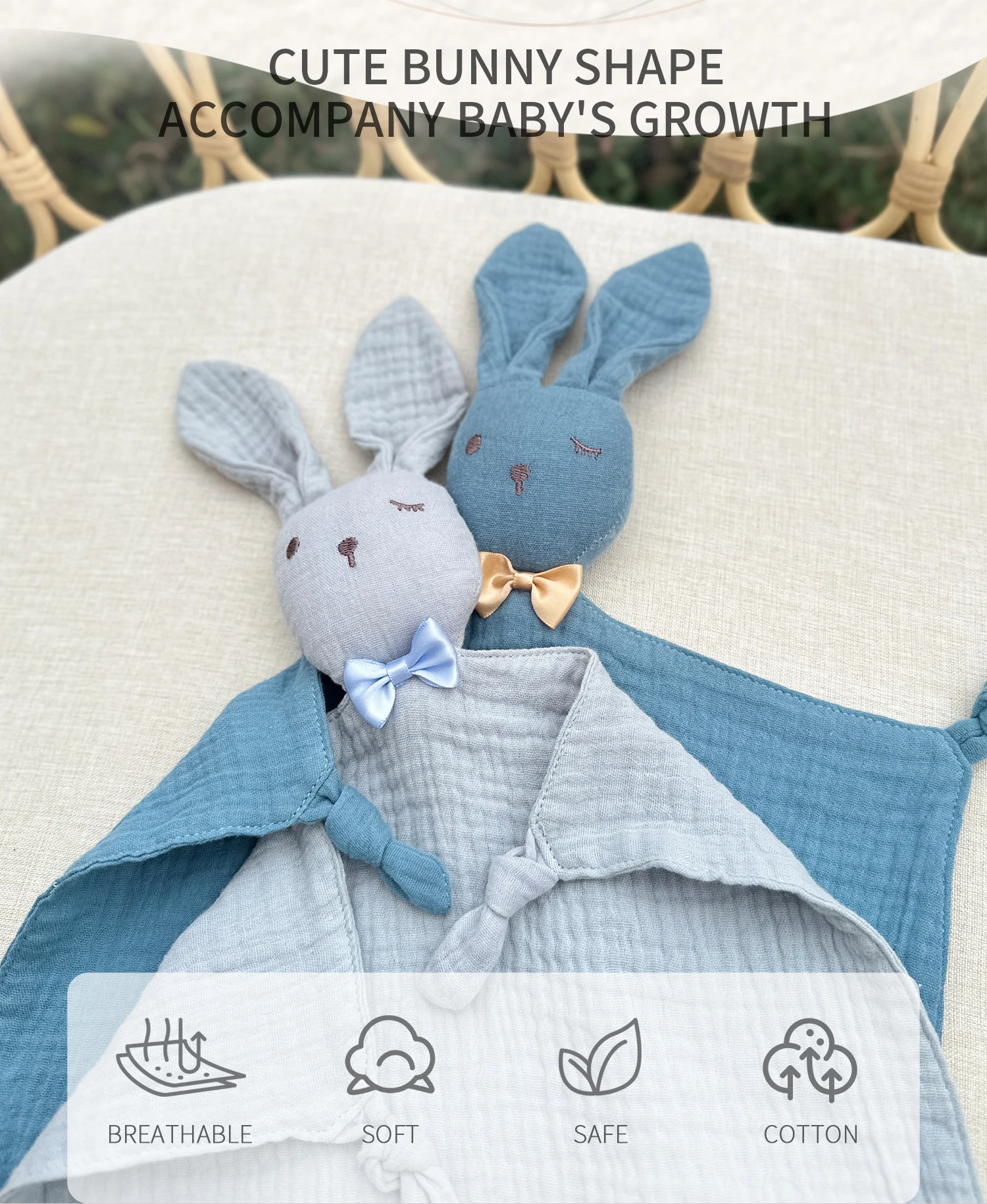 INSULAR Newborn Cotton Towel Stuffed Cartoon Rabbit Infant Comfort Handkerchief Molar Soothe Appease Cloth Helping Sleeping Toys