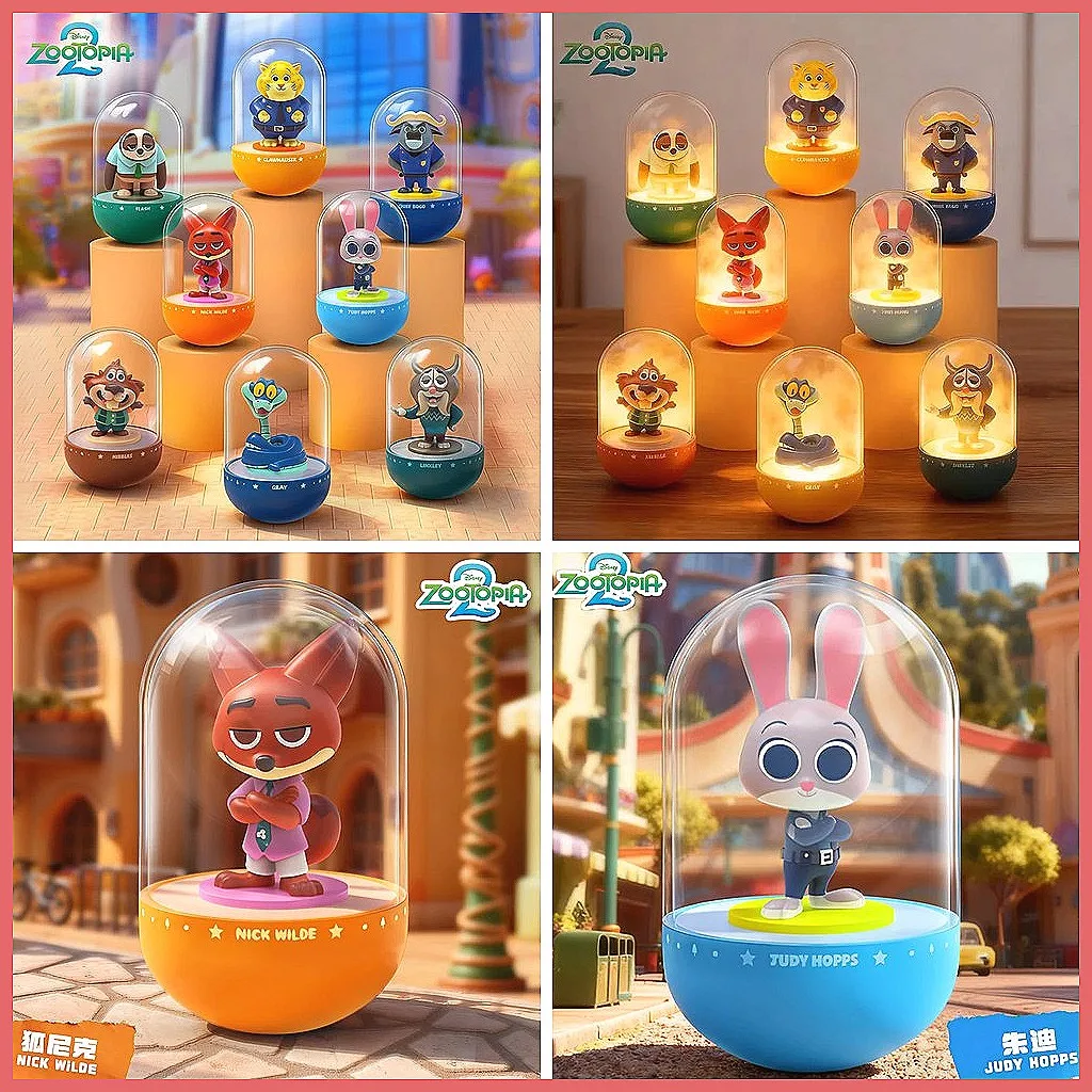 Luz nocturna Disney Zootopia 2, colección de cajas ciegas brillantes para niños, bonita decoración de escritorio y regalo de dormitorio para fanáticos