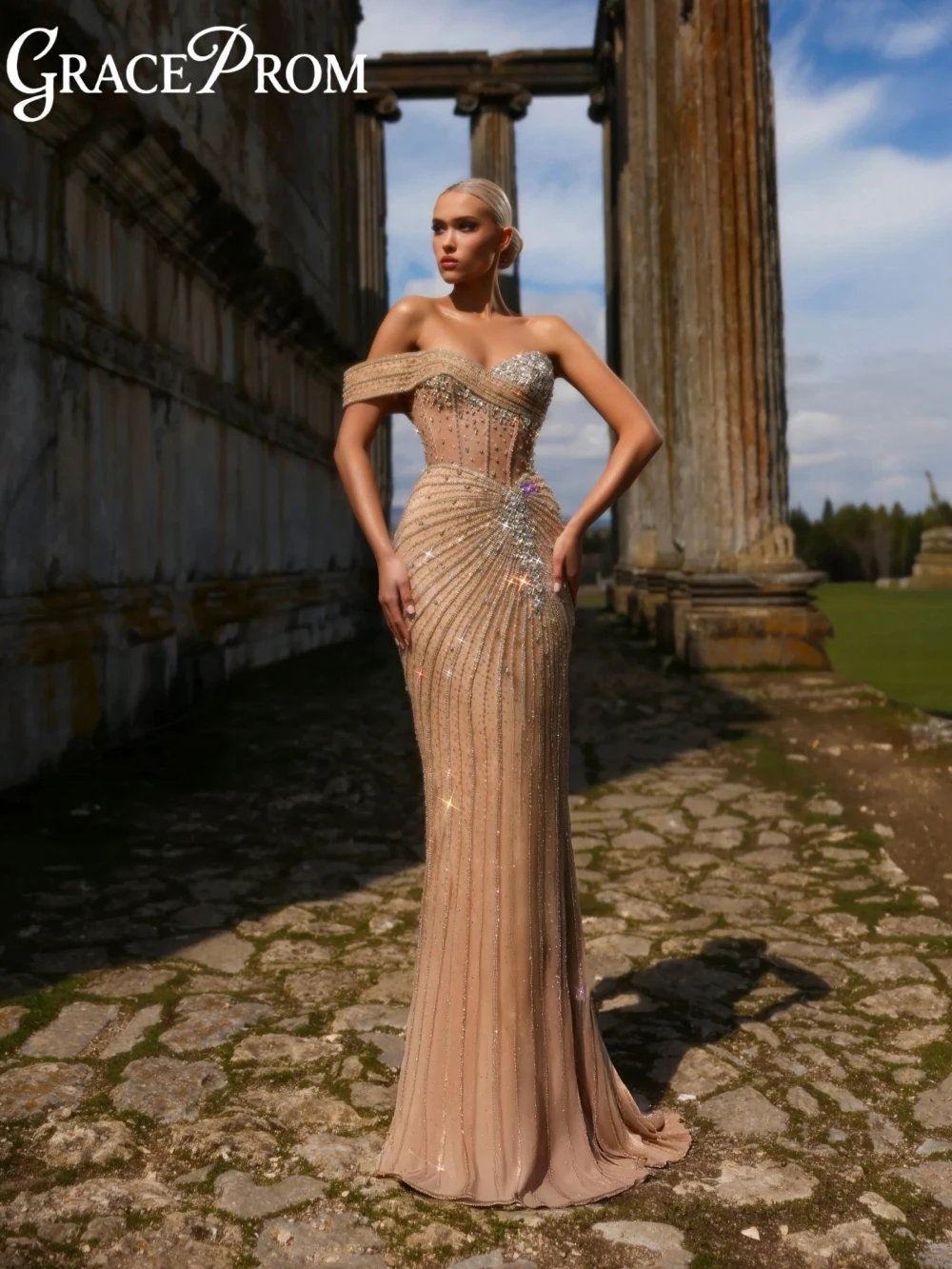 

Сверкающее длинное вечернее платье с кристаллами и бисером, потрясающее свадебное платье русалки на одно плечо, изысканные платья для выпускного вечера по индивидуальному заказу